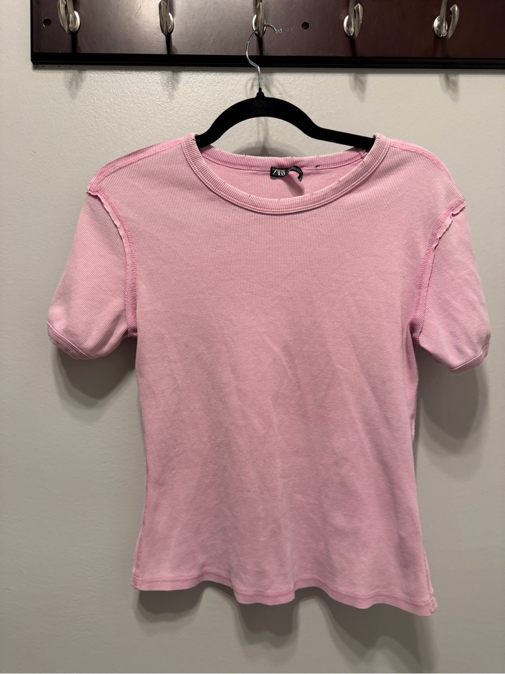 Zara Light Pink Short-Sleeve Crewneck Tee